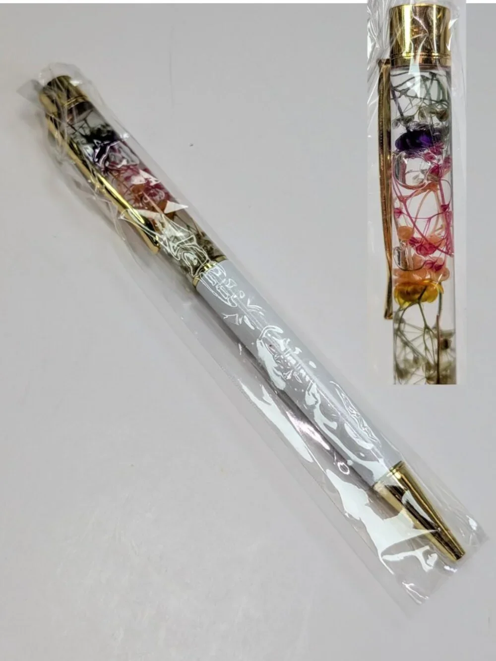 5pc Floating Floral Herbarium Pen Set Light Liquid Motion Cottagecore NEW